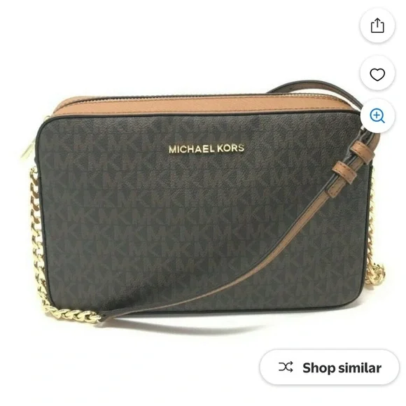 Michael Kors Jet Set East West Crossbody Bag Brown/Gold Large NWT - Picture 1 of 7